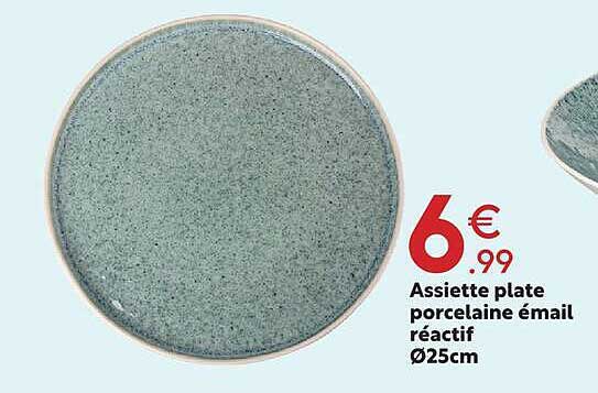 Assiette plate porcelaine émail réactif Ø25cm