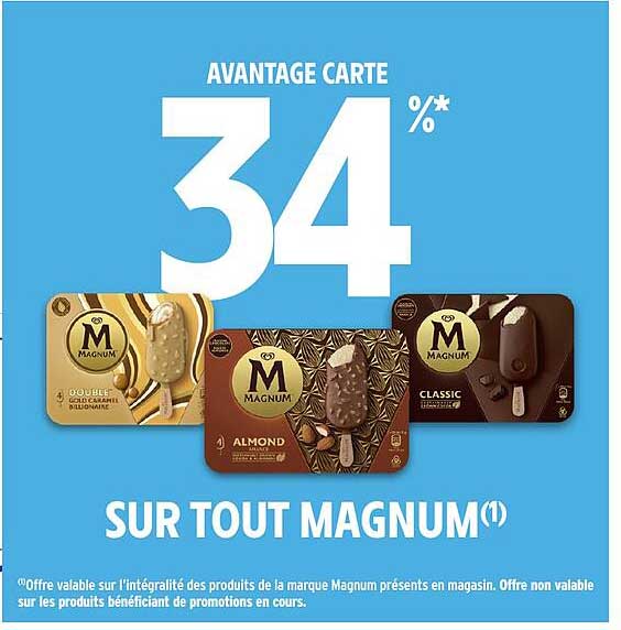 AVANTAGE CARTE 34 %* SUR TOUT MAGNUM(1)