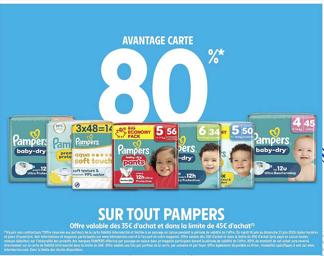 AVANTAGE CARTE 80 % SUR TOUT PAMPERS