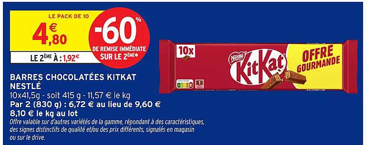 BARRES CHOCOLATÉES KITKAT NESTLÉ