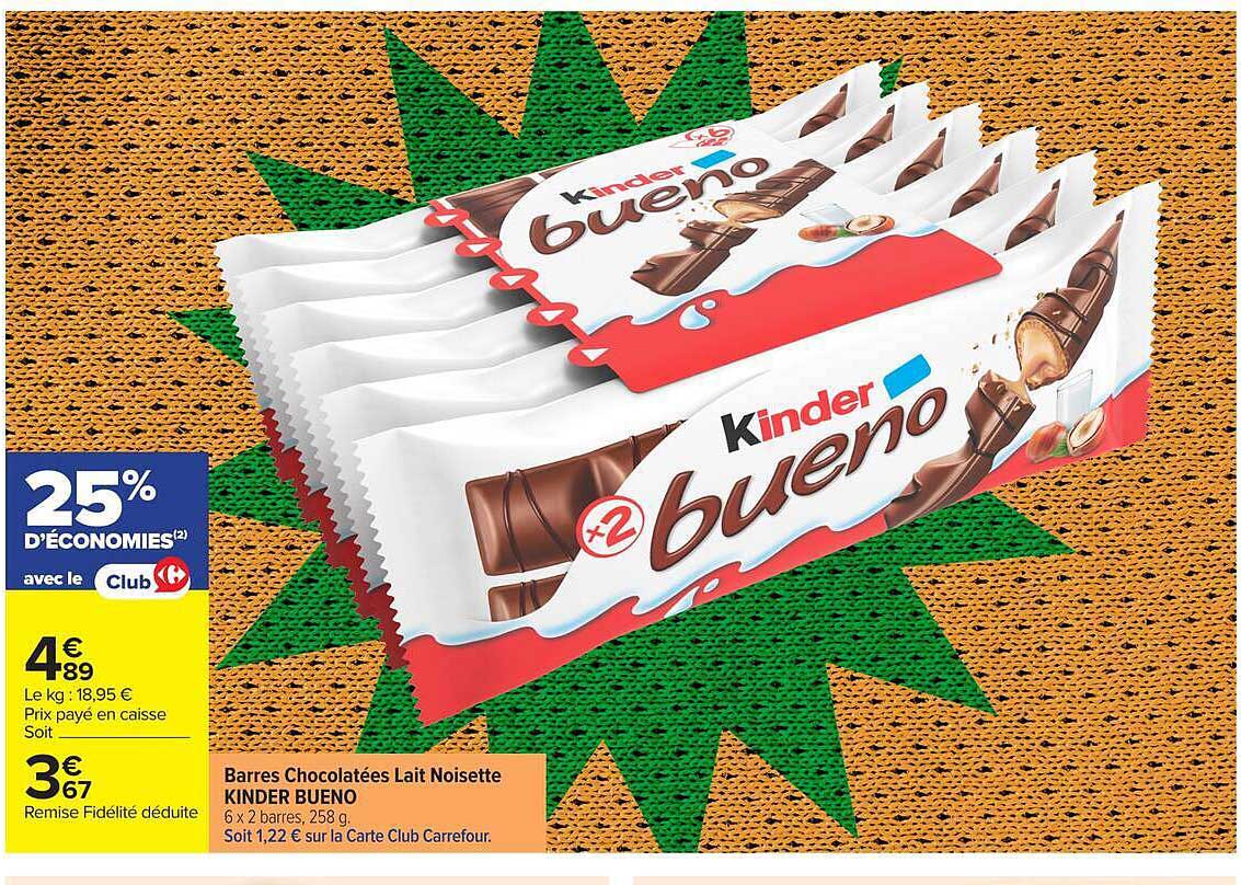 Barres Chocolatées Lait Noisette KINDER BUENO