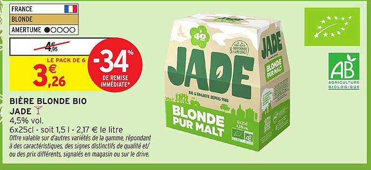 BIÈRE BLONDE BIO JADE