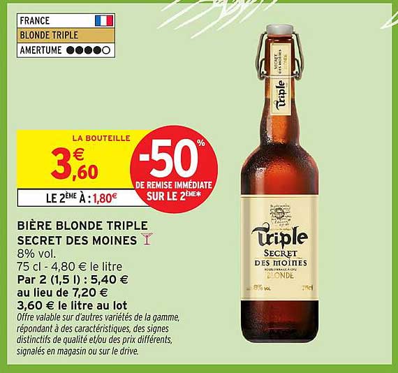 BIÈRE BLONDE TRIPLE SECRET DES MOINES