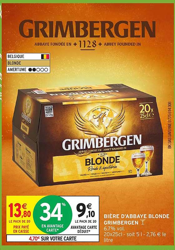 BIÈRE D'ABBAYE BLONDE GRIMBERGEN