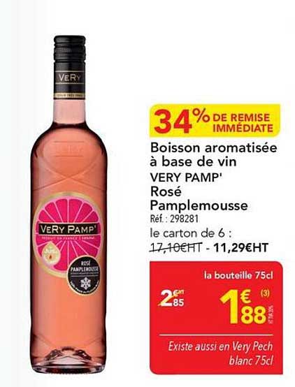 Boisson aromatisée à base de vin VERY PAMP' Rosé Pamplemousse