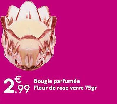 Bougie parfumée Fleur de rose verre 75gr