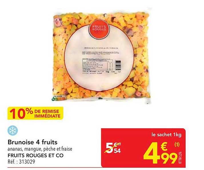 Brunoise 4 fruits ananas, mangue, pêche et fraise FRUITS ROUGES ET CO