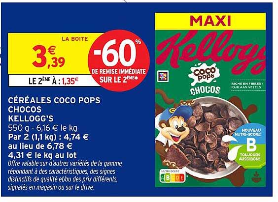 CÉRÉALES COCO POPS CHOCOS KELLOGG'S