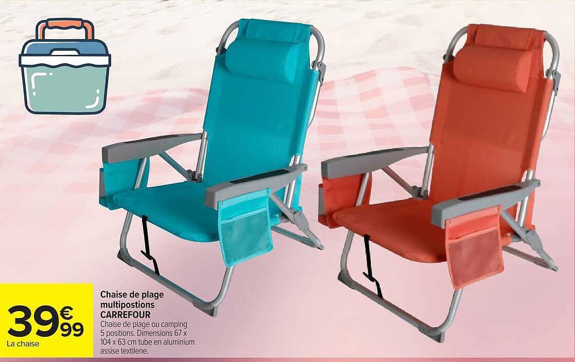 Chaise de plage multipostions CARREFOUR