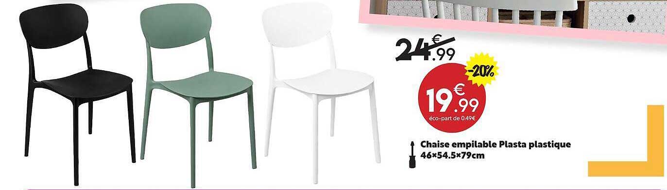 Chaise empilable Plasta plastique 46×54.5×79cm