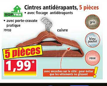 Cintres antidérapants, 5 pièces
