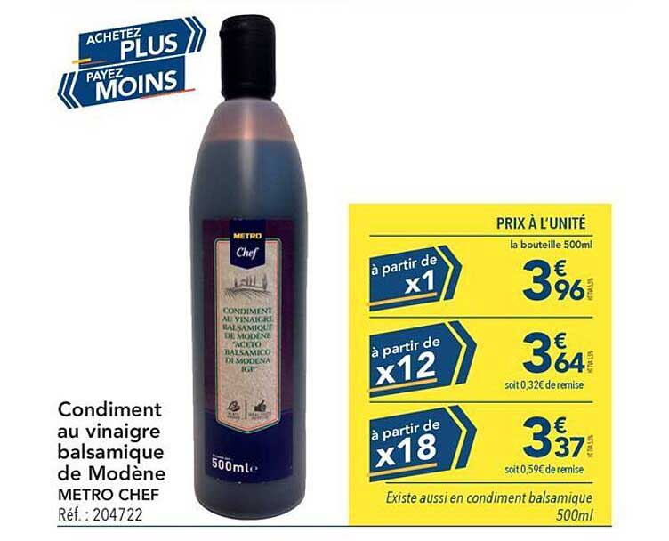 Condiment au vinaigre balsamique de Modène METRO CHEF Réf. : 204722
