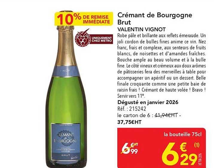 Crémant de Bourgogne Brut VALENTIN VIGNOT