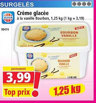 Crème glacée à la vanille Bourbon, 1,25 kg (1 kg = 3,19)