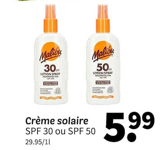 Crème solaire SPF 30 ou SPF 50
