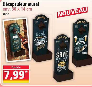 Décapsuleur mural env. 36 x 14 cm