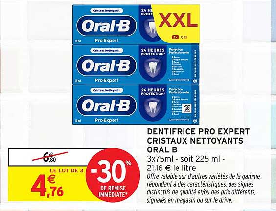 DENTIFRICE PRO EXPERT CRISTAUX NETTOYANTS ORAL B