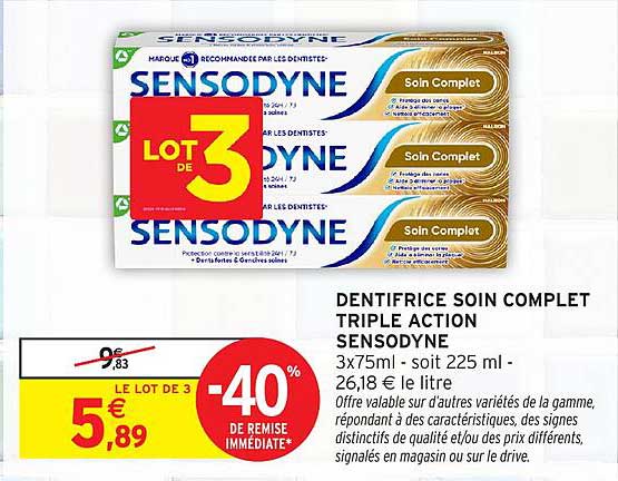 DENTIFRICE SOIN COMPLET TRIPLE ACTION SENSODYNE