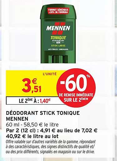 DÉODORANT STICK TONIQUE MENNEN