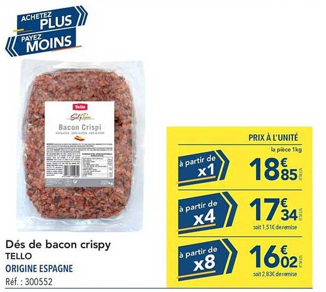 Dés de bacon crispy TELLO ORIGINE ESPAGNE Réf. : 300552