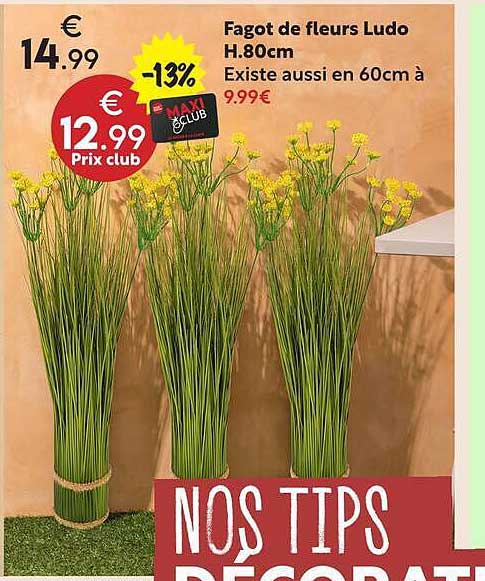 Fagot de fleurs Ludo H.80cm Existe aussi en 60cm à 9.99€