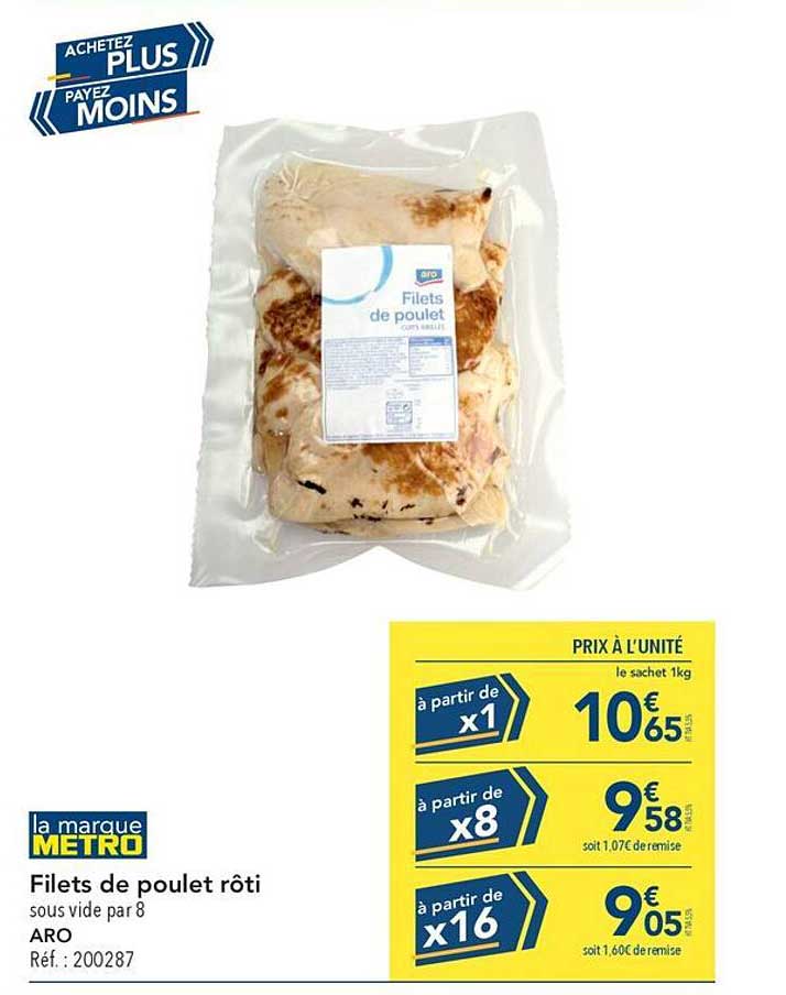 Filets de poulet rôti sous vide par 8 ARO