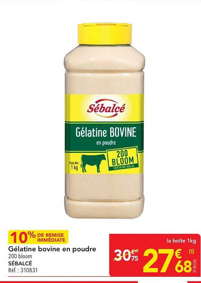Gélatine bovine en poudre 200 bloom SÉBALCÉ