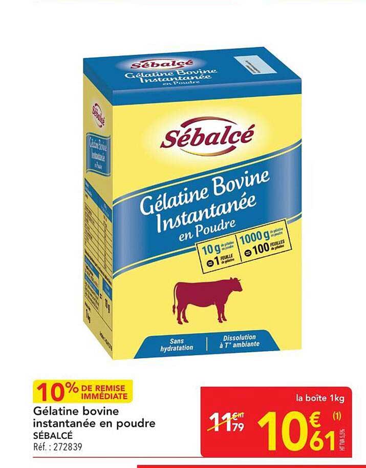 Gélatine bovine instantanée en poudre SÉBALCÉ