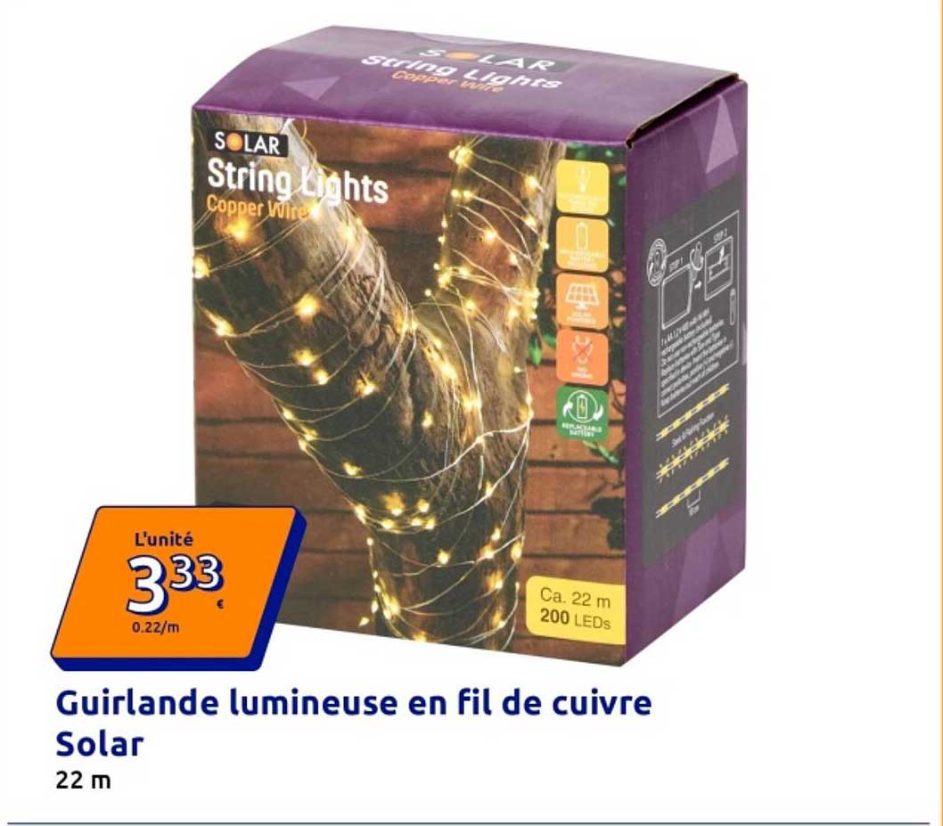 Guirlande lumineuse en fil de cuivre Solar
