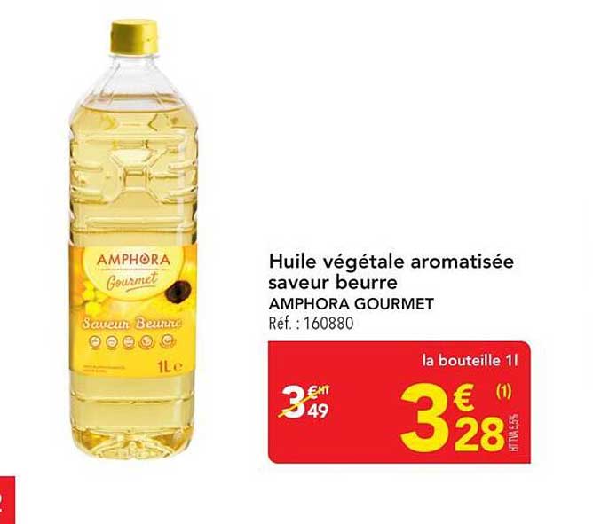 Huile végétale aromatisée saveur beurre AMPHORA GOURMET Réf. : 160880