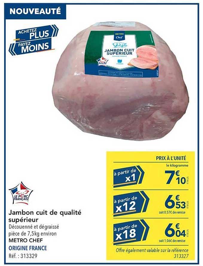 Jambon cuit de qualité supérieur