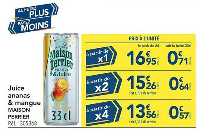 Juice ananas & mangue MAISON PERRIER