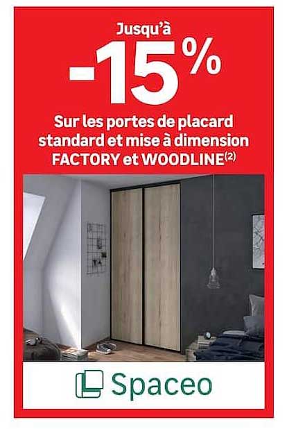 Jusqu’à -15% sur les portes de placard standard et mise à dimension FACTORY et WOODLINE(2)
