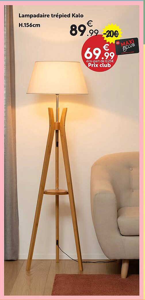 Lampadaire trépied Kalo H.156cm
