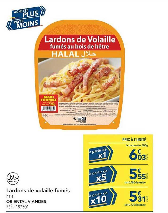 Lardons de volaille fumés halal ORIENTAL VIANDES