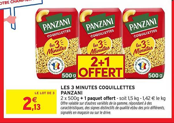 LES 3 MINUTES COQUILLETTES PANZANI