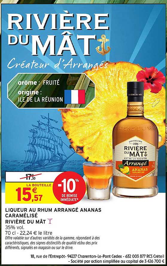 LIQUEUR AU RHUM ARRANGÉ ANANAS CARAMÉLISÉ RIVIÈRE DU MÂT