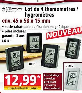 Lot de 4 thermomètres / hygromètres