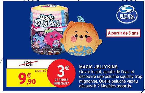 MAGIC JELLYKINS Ouvre le pot, ajoute de l'eau et découvre une peluche squishy trop mignonne. Quelle peluche vas-tu découvrir ? Modèles assortis.