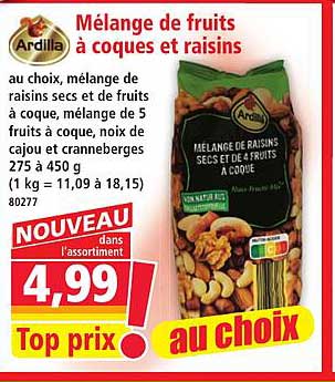 Mélange de fruits à coques et raisins