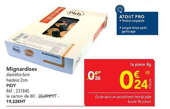 Mignardises diamètre 6cm hauteur 2cm PIDY
