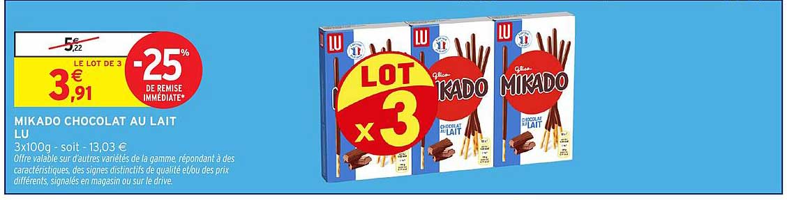 MIKADO CHOCOLAT AU LAIT LU