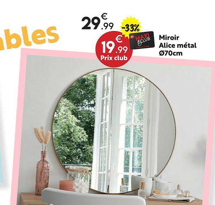 Miroir Alice métal Ø70cm