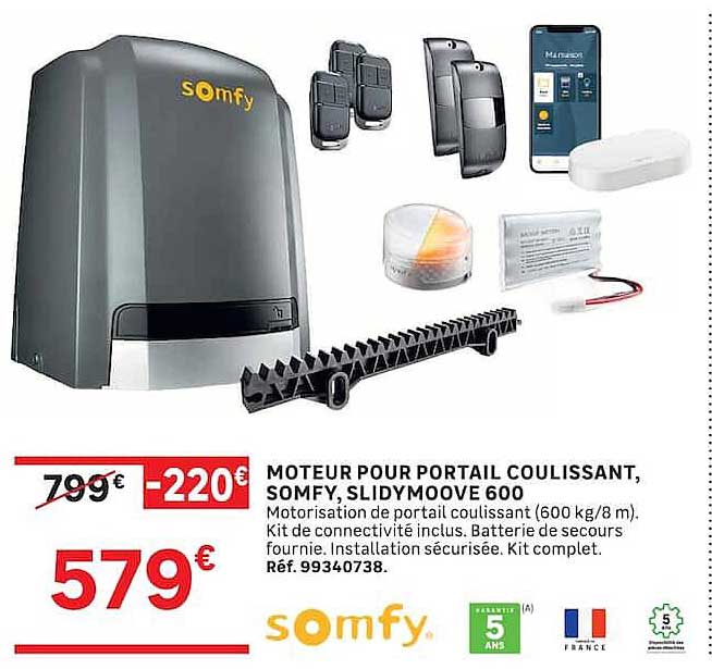 MOTEUR POUR PORTAIL COULISSANT, SOMFY, SLIDYMOOVE 600