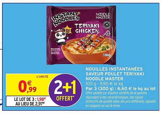 NOUILLES INSTANTANÉES SAVEUR POULET TERIYAKI NOODLE MASTER