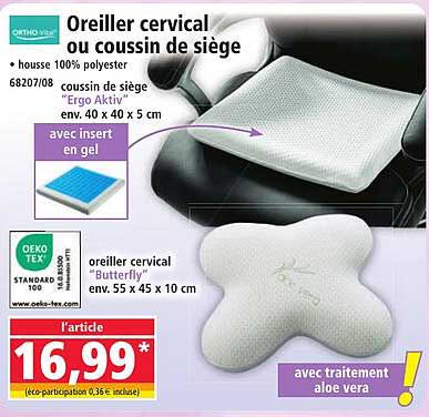Oreiller cervical ou coussin de siège