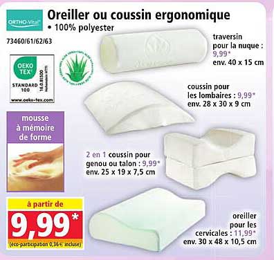 Oreiller ou coussin ergonomique