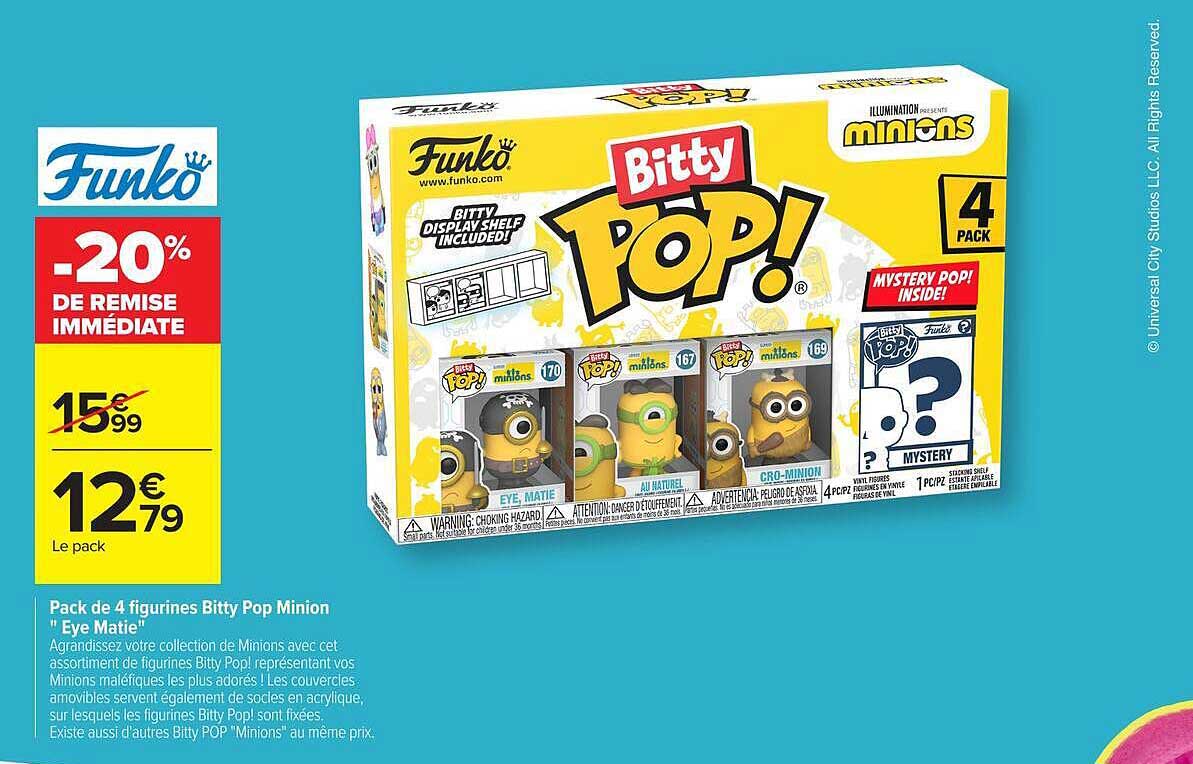Pack de 4 figurines Bitty Pop Minion " Eye Matie"
