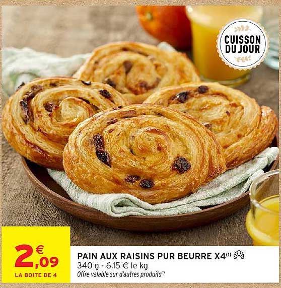 PAIN AUX RAISINS PUR BEURRE X4