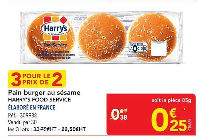 Pain burger au sésame HARRY'S FOOD SERVICE